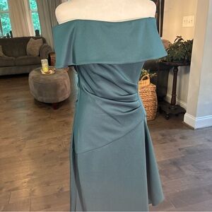 Xscape Green Ruched Strapless Sundress